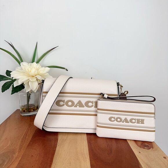 Bundle NWT Coach Logan‎ Messenger and Corner zip Wristlet With Coach Stripe - Picture 1 of 14